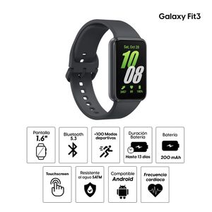 Smartwatch Samsung Galaxy Fit3 1.6", 5ATM, negro
