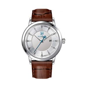Reloj Analógo S. Coifman Original SC0552 Hombre Correa de Cuero Marrón- Blanco