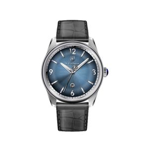 Reloj Analogo S. Coifman Original Heritage SC0550 para Hombre Cuero Gris y Azul
