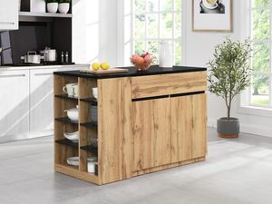 Isla Central para Cocina Meilin color Marrón/Negro TU MESITA