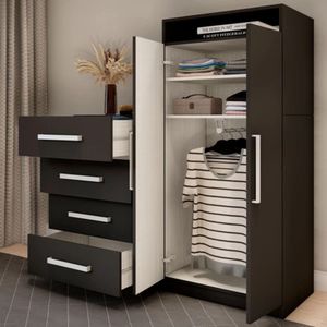 Cómoda con Armario Cinamon color Negro TU MESITA 4 cajones 2 puertas