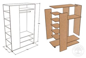 Ropero Vestidor Marión color Marrón con Ruedas TU MESITA con Espejo