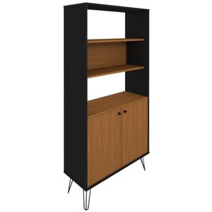 Librero Clásico Albert 2 puertas color Negro/Marrón TU MESITA