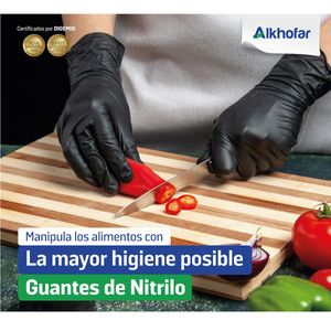 Guantes de Nitrilo Alkhofar Talla S caja*100und negro