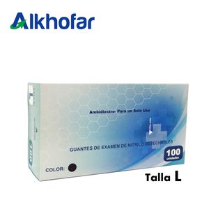 Guantes de Nitrilo Alkhofar Talla L caja*100und negro