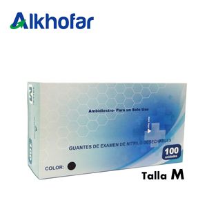 Guantes de Nitrilo Alkhofar Talla M caja*100und negro