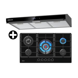 COMBO Klimatic: Cocina empotrable Vulcano 5 hornillas + Campana extractora decorativa Volendam 90cm