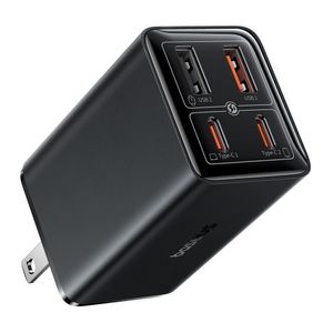 Cargador de pared + cable Baseus GAN 6 Pro 2 puertos tipo c, 2 puertos usb, 65W, cable tipo c a tipo c, 1 m, negro