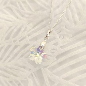 Collar de Plata Sifrah Shop dije Cristal Swarovski Flor Aurora Boreal para Regalo Mujer