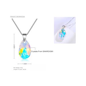 Collar de Plata Sifrah Shop Dije Cristal Swarovski Pear Crystal Aurora Boreal