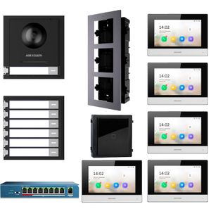 Kit Video Portero Ip Módulo Lector 5 Departamentos Hikvision 1080p App