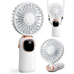 Ventilador de Mano Portátil Coldsky 4000Mah 3 En 1 Multifunción con Pantalla Digital Blanco