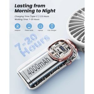 Ventilador de Mano Portátil Coldsky 4000Mah 3 En 1 Multifunción con Pantalla Digital Blanco