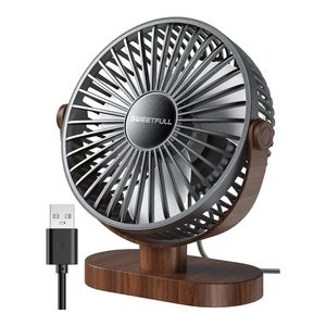 Sweetfull Ventilador de Escritorio Pequeño con USB de 6.5" 3 Velocidades Negro