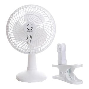 Genesis Ventilador de Mesa Convertible con Clip de 6" Dos Velocidades Silenciosas Blanco