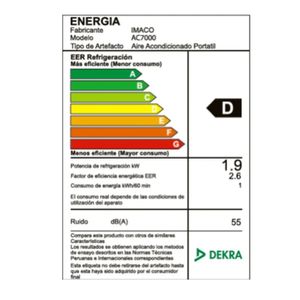 Aire Acondicionado Portatil Digital de 6500 BTU Imaco AC7000 Blanco