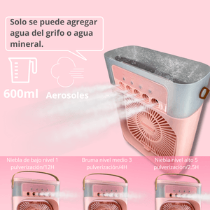 Enfriador de Aire 3 en 1 Ventilador Portatil Humidificador Rosado