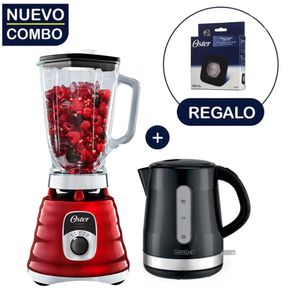 Licuadora Clásica Oster BLST4126R 1.25L+ Hervidor Eléctrico 1.7 litros Whiteline+ Tapa de Licuadora
