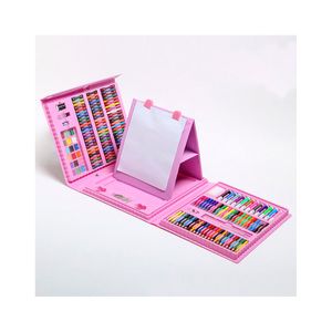 MEGA SET DE ARTE 208 PIEZAS DIBUJAR Y PINTAR JUEGO NIÑAS ROSADO