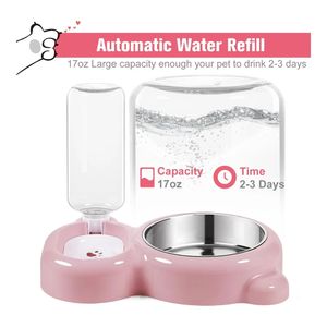 Azwraith Juego de Cuencos para Perros - Comida y Agua para Gatos y Perros Pequeños - Color Rosa