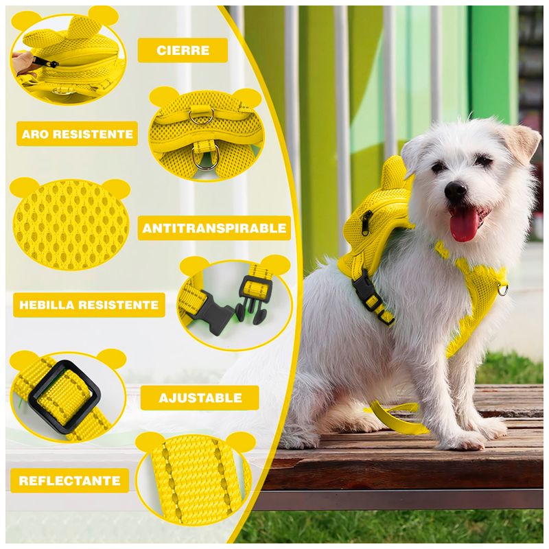 Mochila Arnés con Correa para Perros Talla L Patito R40 Real Plaza