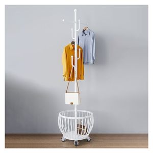 Perchero Colgador Organizador Ropa Elegante Con Ruedas y Canastilla Blanco