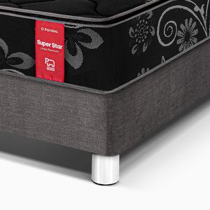 Dormitorio Super Star Negro 2 Plazas + Respaldo Negro
