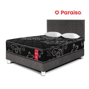 Dormitorio Super Star Negro 2 Plazas + Respaldo Negro