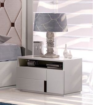 Velador Moderno Amelia color Blanco 2 cajones TU MESITA