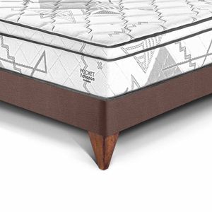 Dormitorio Europeo Pocket Advance 2 Plazas + 2 Veladores Brisse Chocolate + 2 Almohadas