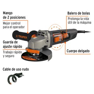 Amoladora Industrial 4 ½" 850W Truper 100755