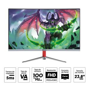 Monitor curvo 23.8" Teros TE-2401S Panel VA, FHD(1920x1080), 100Hz, 5ms, entradas HDMI/VGA, FreeSync