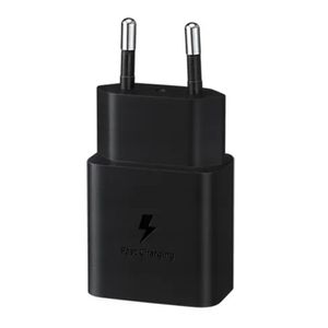 Cargador de pared + cable Samsung Tipo C a Tipo C, 15W, carga rápida, negro