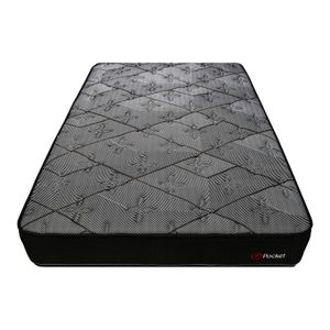 Cama Americana FORLI Pocket Negro 2 Plazas + Protector + 2 Almohadas