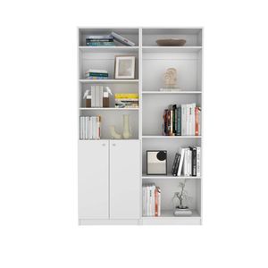 Combo Home Estante 2 Puertas + Estante 4 Repisas + 2 Complemento - Blanco