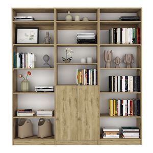 Combo Home 2 Estantes 5 Repisas + Estante 2 Puertas + 3 Complemento - Macadamia