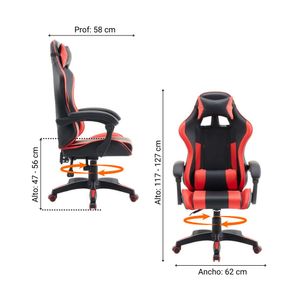 Silla Gamer New Racing Pro Cuero Pu Rojo/Negro