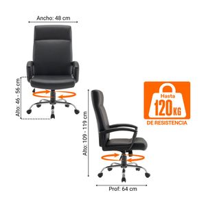 Silla de Oficina Giratoria Bari Cuero Pu Negro Orange
