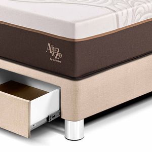 Dormitorio con Cajones Royal Abrazzo King + Cabecera Blocks Champagne