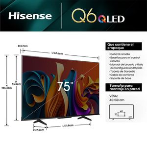 Televisor Hisense 75" 75Q6N QLED 4K UHD Google Tv