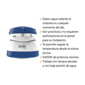 Ducha Eléctrica Sole Evolución 2T 5400W Blanco/Azul