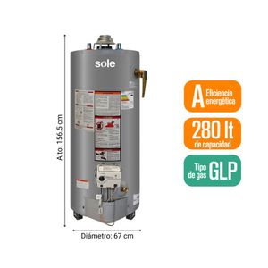 Termotanque a Gas Sole GLP Acumulación Tipo B 280L + Accesorios