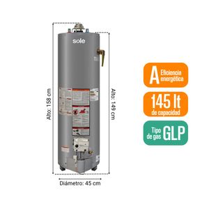 Termotanque a Gas Sole GLP Acumulación Tipo B 145L + Accesorios
