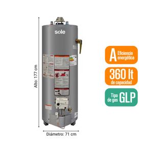 Termotanque a Gas Sole GLP Acumulación Tipo B 360L + Accesorios