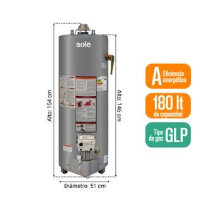 Termotanque a Gas Sole GLP Acumulación Tipo B 180L + Accesorios