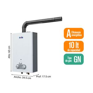 Terma a Gas Sole Tiro Forzado GN 10L + Accesorios