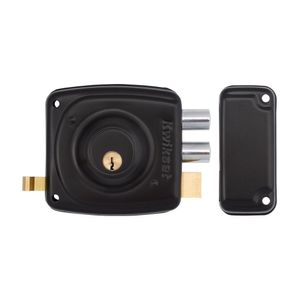 Cerradura de Sobreponer 2 Bulones y Pestillo Bronce/Acero Negro Kwikset