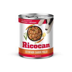 Comida para Perros RICOCAN Estofado Sabor a Pollo Adultos Razas Medianas y Grandes Lata 290g