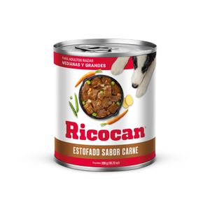 Comida para Perros RICOCAN Estofado Sabor a Carne Adultos Razas Medianas y Grandes Lata 290g