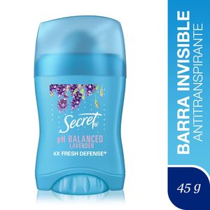 Desodorante SECRET Antitranspirante en barra invisible pH Balanced Lavanda 45g